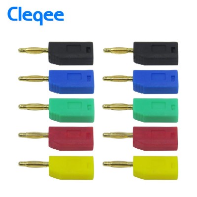 Cleqee P3012 2mm Banana Plug Jack Gold Plated Copper stackable connector for Binding Post Test Probes 5 Color